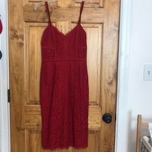 Express red lace midi dress w/ cutouts ❤️